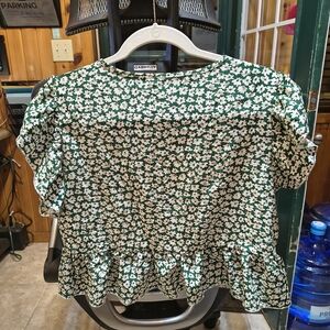Green Floral Women's Top
